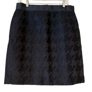 Loft Black Houndstooth Imprinted Skirt, Fully Lined - 8